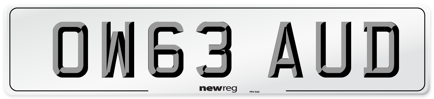 OW63 AUD Number Plate from New Reg